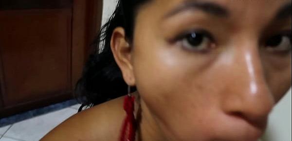  Slutty horny Latina put lipstick on to suck my dick dry ( POV MOANING BLOWJOB ) Christina Rio